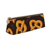 FUkker Estuche para lápices, Estuche para lápices Triangular, Estuche para lápices portátil, Estuche de Cuero para Oficina Escolar,Pretzels de Dibujos Animados