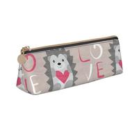 FUkker Estuche para lápices, Estuche para lápices Triangular, Estuche para lápices portátil, Estuche de Cuero para Oficina Escolar,Erizo con Amor de corazón