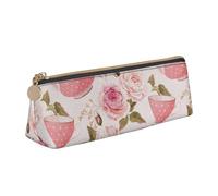 FUkker Estuche para lápices, Estuche para lápices Triangular, Estuche para lápices portátil, Estuche de Cuero para Oficina Escolar,Tazas de té de Estilo Vintage