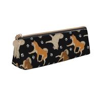 FUkker Estuche para lápices, Estuche para lápices Triangular, Estuche para lápices portátil, Estuche de Cuero para Oficina Escolar,Pata Shiba Inu