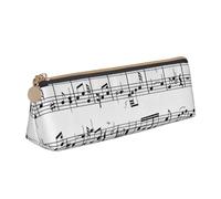 FUkker Estuche para lápices, Estuche para lápices Triangular, Estuche para lápices portátil, Estuche de Cuero para Oficina Escolar,Notas Musicales sobre la Clave