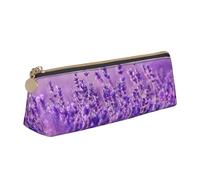 FUkker Estuche para lápices, Estuche para lápices Triangular, Estuche para lápices portátil, Estuche de Cuero para Oficina Escolar,Paisaje Flor Lavanda Púrpura Paisaje