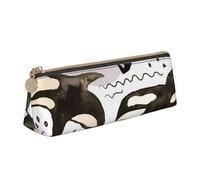 FUkker Estuche para lápices, Estuche para lápices Triangular, Estuche para lápices portátil, Estuche de Cuero para Oficina Escolar,Orcas de Acuarela