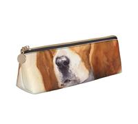 FUkker Estuche para lápices, Estuche para lápices Triangular, Estuche para lápices portátil, Estuche de Cuero para Oficina Escolar,Cabeza de Beagle Acuarela