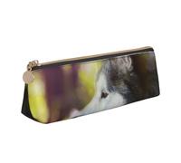FUkker Estuche para lápices, Estuche para lápices Triangular, Estuche para lápices portátil, Estuche de Cuero para Oficina Escolar,Alaskan Malamute Bokeh Mascotas Perros Lindo