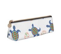 FUkker Estuche para lápices, Estuche para lápices Triangular, Estuche para lápices portátil, Estuche de Cuero para Oficina Escolar,Patrones sin Fisuras Decorativos de Tortuga