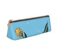 FUkker Estuche para lápices, Estuche para lápices Triangular, Estuche para lápices portátil, Estuche de Cuero para Oficina Escolar,Tulipanes Amarillos Dibujados a Mano