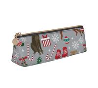 FUkker Estuche para lápices, Estuche para lápices Triangular, Estuche para lápices portátil, Estuche de Cuero para Oficina Escolar,Perros Galgos Perro De Navidad Lindo Perro De Navidad
