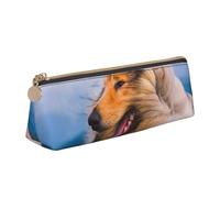 FUkker Estuche para lápices, Estuche para lápices Triangular, Estuche para lápices portátil, Estuche de Cuero para Oficina Escolar,Hermoso Collie áspero