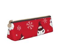 FUkker Estuche para lápices, Estuche para lápices Triangular, Estuche para lápices portátil, Estuche de Cuero para Oficina Escolar,Divertidos muñecos de Nieve y Copos de Nieve navideños