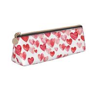 FUkker Estuche para lápices, Estuche para lápices Triangular, Estuche para lápices portátil, Estuche de Cuero para Oficina Escolar,Imprimir Corazones Rojos Cayendo