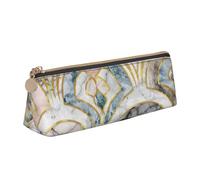 FUkker Estuche para lápices, Estuche para lápices Triangular, Estuche para lápices portátil, Estuche de Cuero para Oficina Escolar,Azulejos Art Déco de mármol con patrón de Pasteles Suaves
