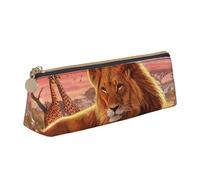 FUkker Estuche para lápices, Estuche para lápices Triangular, Estuche para lápices portátil, Estuche de Cuero para Oficina Escolar,León del Kilimanjaro y Sus Cachorros