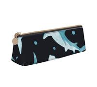 FUkker Estuche para lápices, Estuche para lápices Triangular, Estuche para lápices portátil, Estuche de Cuero para Oficina Escolar,Tiburón Martillo Acuarela