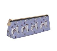 FUkker Estuche para lápices, Estuche para lápices Triangular, Estuche para lápices portátil, Estuche de Cuero para Oficina Escolar,Borzoi y Huellas de Patas