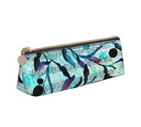 FUkker Estuche para lápices, Estuche para lápices Triangular, Estuche para lápices portátil, Estuche de Cuero para Oficina Escolar,Acuarela Música Ramas Hojas