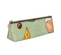 FUkker Estuche para lápices, Estuche para lápices Triangular, Estuche para lápices portátil, Estuche de Cuero para Oficina Escolar,Doodle Brócoli Queso Aguacate