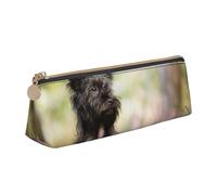 FUkker Estuche para lápices, Estuche para lápices Triangular, Estuche para lápices portátil, Estuche de Cuero para Oficina Escolar,Affenpinscher Césped Perros Negros Monkey Terrier