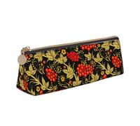 FUkker Estuche para lápices, Estuche para lápices Triangular, Estuche para lápices portátil, Estuche de Cuero para Oficina Escolar,Arándano Ruso Tradicional