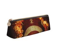FUkker Estuche para lápices, Estuche para lápices Triangular, Estuche para lápices portátil, Estuche de Cuero para Oficina Escolar,Fútbol Americano llameante Impreso