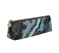 FUkker Estuche para lápices, Estuche para lápices Triangular, Estuche para lápices portátil, Estuche de Cuero para Oficina Escolar,Granito Verde Azulado Oscuro