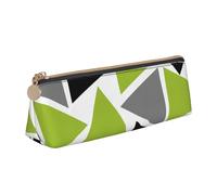 FUkker Estuche para lápices, Estuche para lápices Triangular, Estuche para lápices portátil, Estuche de Cuero para Oficina Escolar,Triángulos Aleatorios Verde Lima Gris Negro sobre Blanco