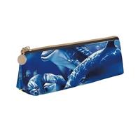 FUkker Estuche para lápices, Estuche para lápices Triangular, Estuche para lápices portátil, Estuche de Cuero para Oficina Escolar,Vida Marina Azul Sea World Coral Delfín