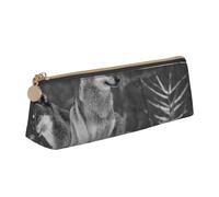 FUkker Estuche para lápices, Estuche para lápices Triangular, Estuche para lápices portátil, Estuche de Cuero para Oficina Escolar,Lobo Salvaje Impreso.
