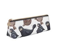 FUkker Estuche para lápices, Estuche para lápices Triangular, Estuche para lápices portátil, Estuche de Cuero para Oficina Escolar,Sellos Ilustración León Marino