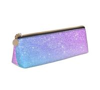 FUkker Estuche para lápices, Estuche para lápices Triangular, Estuche para lápices portátil, Estuche de Cuero para Oficina Escolar,Púrpura Rosa Brillo Ombre Azul Degradado