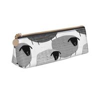 FUkker Estuche para lápices, Estuche para lápices Triangular, Estuche para lápices portátil, Estuche de Cuero para Oficina Escolar,Ovejas Divertidas sobre Fondo Gris