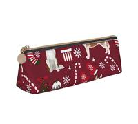 FUkker Estuche para lápices, Estuche para lápices Triangular, Estuche para lápices portátil, Estuche de Cuero para Oficina Escolar,Husky Bastones de Caramelo Medias Vacaciones Perro Ruby