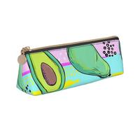 FUkker Estuche para lápices, Estuche para lápices Triangular, Estuche para lápices portátil, Estuche de Cuero para Oficina Escolar,Aguacate Dibujo Mano Colorido