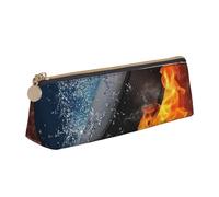 FUkker Estuche para lápices, Estuche para lápices Triangular, Estuche para lápices portátil, Estuche de Cuero para Oficina Escolar,Fuego de Hockey sobre Hielo