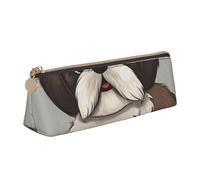 FUkker Estuche para lápices, Estuche para lápices Triangular, Estuche para lápices portátil, Estuche de Cuero para Oficina Escolar,Impresión de Perro Shih Tzu