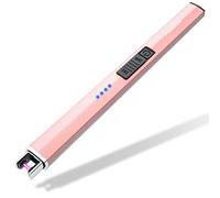FUKKUDA Encendedor de vela eléctrico, resistente al viento, recargable, con cabezal retráctil para camping, barbacoa, uso doméstico, cocinero (oro rosa)