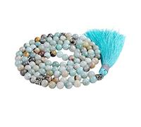 Fukugems 108 Mala Budista Collar Mujer Hombres, Mala Brazalete, meditación Budista Collar, Mix-Color Amazonite Yoga Mala