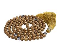 Fukugems 108 Mala Budista Collar Mujer Hombres, Mala Brazalete, meditación Budista Collar, Sandalwood Fossil Yoga MLA