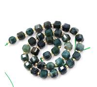 Fukugems Cuentas naturales de piedra para la fabricación de joyas, vendidas en 5 acciones por bolsa, Cubos incrustados Moss Agate 6mm