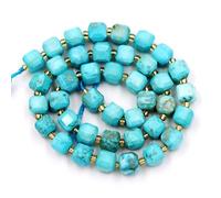 Fukugems Cuentas naturales de piedra para la fabricación de joyas, vendidas en 5 acciones por bolsa, Cubos incrustados Blue Howlite Turquoise 6mm