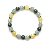 Fukugems Feng Shui Pulsera, Pulsera de Buena Suerte, Pulsera de atracción de Dinero, Pulsera de Cristal de Estado de ánimo Feliz, Aventurine Citrine Pyrite Pulsera