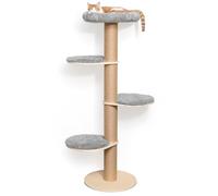 FUKUMARU Árbol rascador de 5 Niveles con Cama de Felpa, Torre Multifuncional para Montar en Ventana o Pared, Columna rascadora de 12 cm, Ideal para Dormir, rascar y observar, Gris