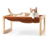 FUKUMARU Cama para Gatos, Camas de Terciopelo de Felpa para Gatos de Interior, Hamaca de Madera para Gatos, sofá de Gato de 50 x 40 CM, Adecuada para Gatos, marrón