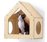 FUKUMARU Cama para Gatos de Pared de Madera de Abedul, 39x30x46 cm, Muebles de Pared Multifuncionales para Gatos, Diseño Elegante, Hazlo Tú Mismo