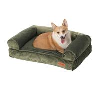 FUKUMARU Cama para Perros Grandes, Sofá Esponjoso para Perros con Capa Impermeable de TPU, Tela de Terciopelo, Lavable y Antideslizante, Funda Desmontable con Cremallera, 93 x 63 x 22 cm, Verde