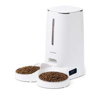 FUKUMARU Comedero Gato Automatico, 4L Dispensador Comida para Perro/Gato con 2 Cuencos de Acero Inoxidable, Programa Personalizado de Alimentación Automática, Botón
