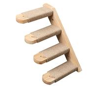 FUKUMARU Estante de Escalada para Gatos Montado en la Pared, Hecho de Madera de Caucho, Escalera de Gato con Rascador de Yute para Gatos, Suministros de Plataforma de Perch. De Eerecha a Izquierda
