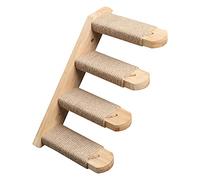 FUKUMARU Estante de Escalada para Gatos Montado en la Pared, Hecho de Madera de Caucho, Escalera de Gato con Rascador de Yute para Gatos, Suministros de Plataforma de Perch. De Izquierda a Derecha