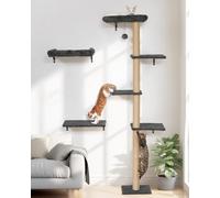 FUKUMARU Estantes de Pared para Gatos, Juego de árbol Estable 3 en 1 montado en la Pared, Muebles de Madera para Gatos con Poste rascador Cat