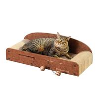 FUKUMARU Rascador para Gatos 66 cm, De Fieltro Cartón Ondulado Reciclable con Pelota de Juguete，Color Caramelo，Talla Grande